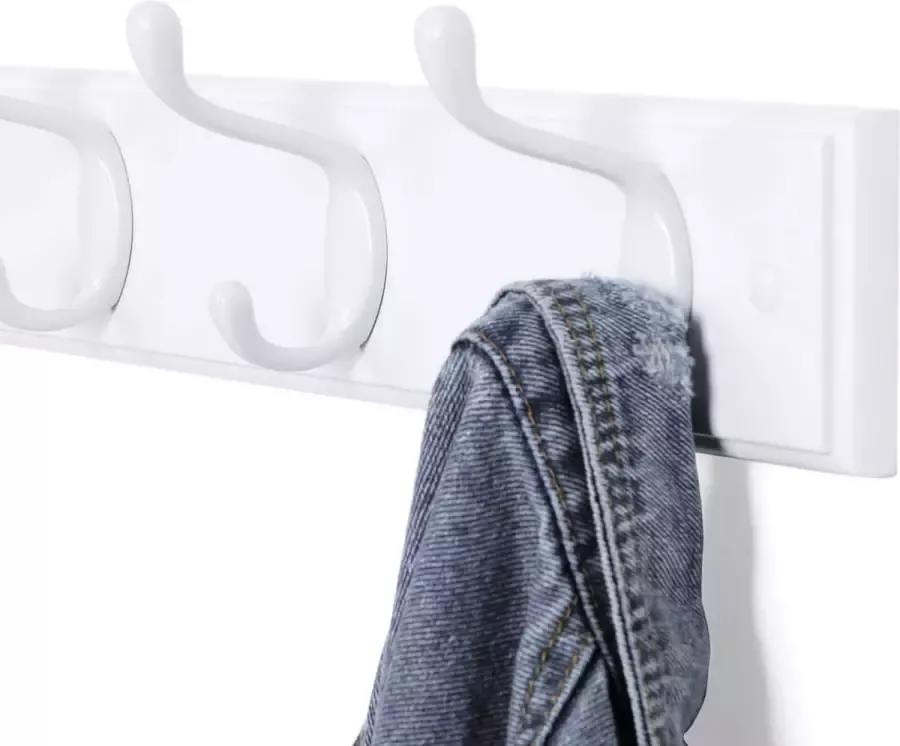 Songmics Wandgarderobe mit 4 Metallhaken Weiß
