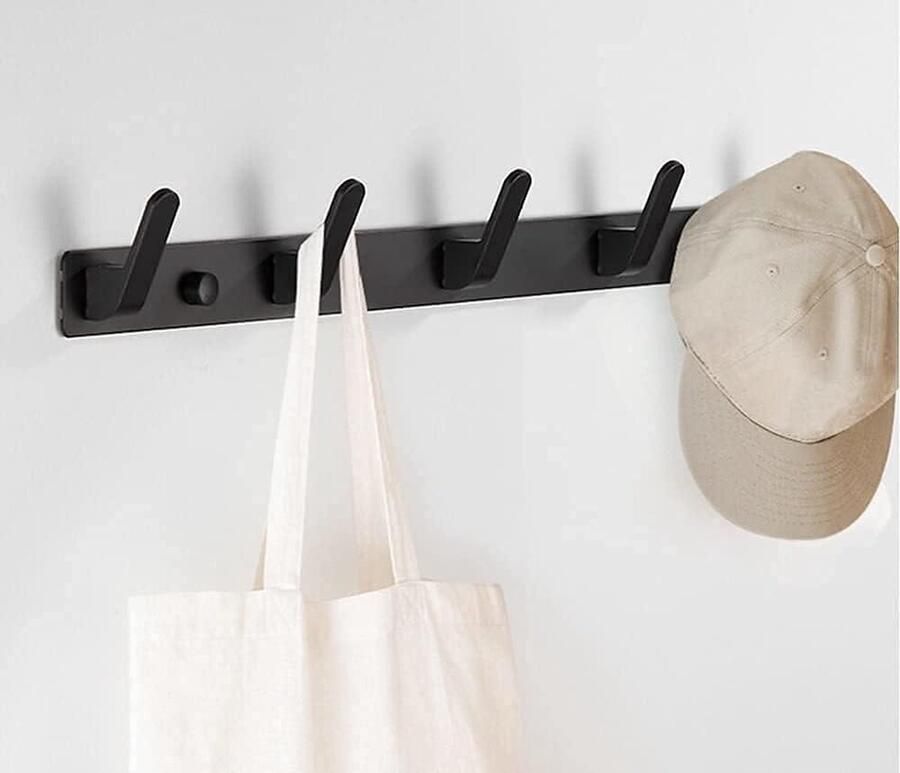 Kapstok met 5 haken Handdoekhaken Wandhaken Kledingkast Badkamer Keuken Zwart kapstok