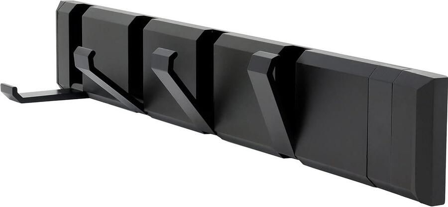 Kapstok met 5 inklapbare haken voor jassen mantels hoeden en tassen Zwart