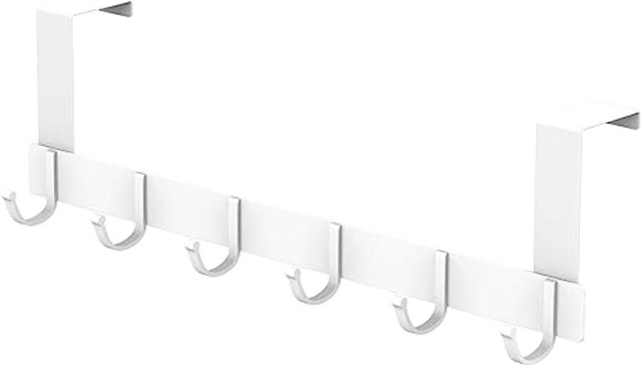 Kapstok met 6 Haken en Aluminium Deurhaak Geen Boren Nodig voor Slaapkamer Badkamer en Keukendeur