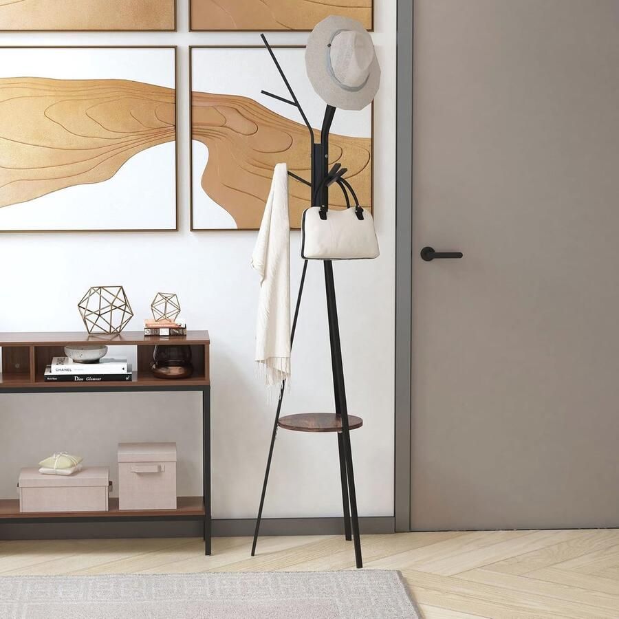 Kapstok met 8 haken en plank Modern Kledingrek voor Jassen en Tassen Stijlvol en Duurzaam