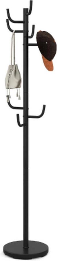 COSTWAY Kapstok met 8 haken jasstandaard van metaal kledingstandaard in boomvorm garderobe voor kleding jassen hoeden tassen 175 cm hoogte