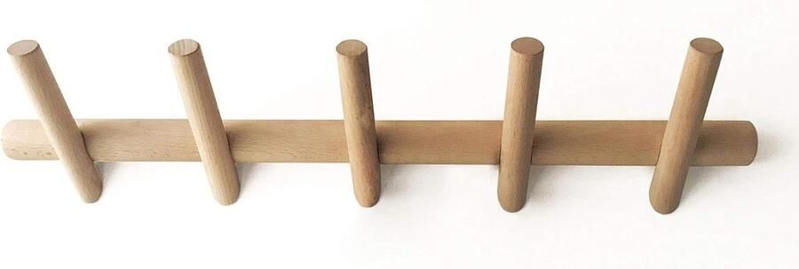 Kapstok Met Garderobehaken Wandhaak Hout Ruimtebesparend Design 5 Haken Jassen Mantels Sjaals Handtassen 50 cm kapstok