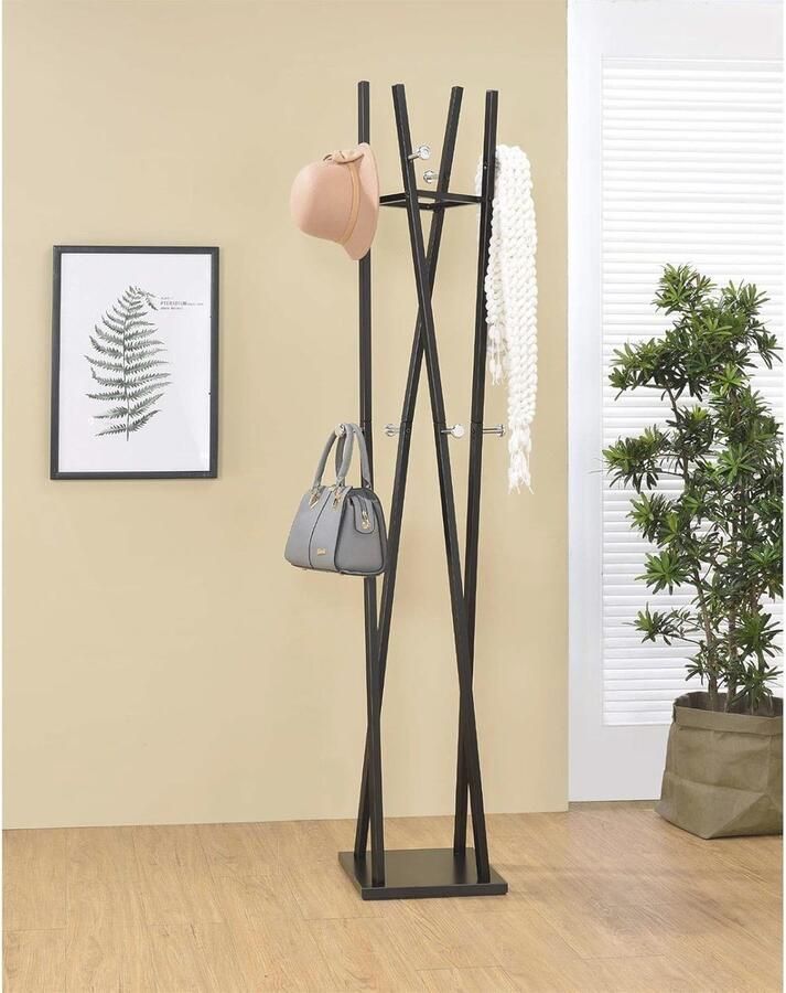 Kapstok met kledinghaken en garderobe voor jassen en accessoires Zwart metaal
