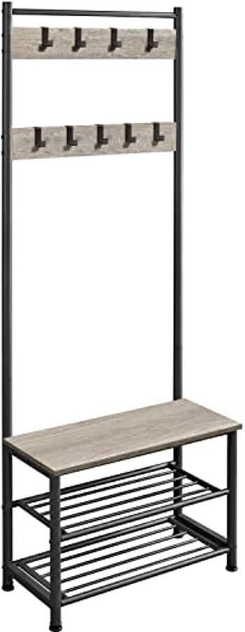 Kapstok met Opbergvakken en Haken Kledingrek voor Slaapkamer en Woonkamer Grijs 184 5 cm hoog