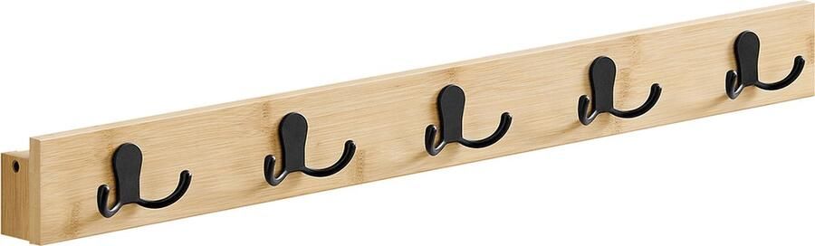 Woon Wereld Kapstok met plank en metalen haken naturel beige