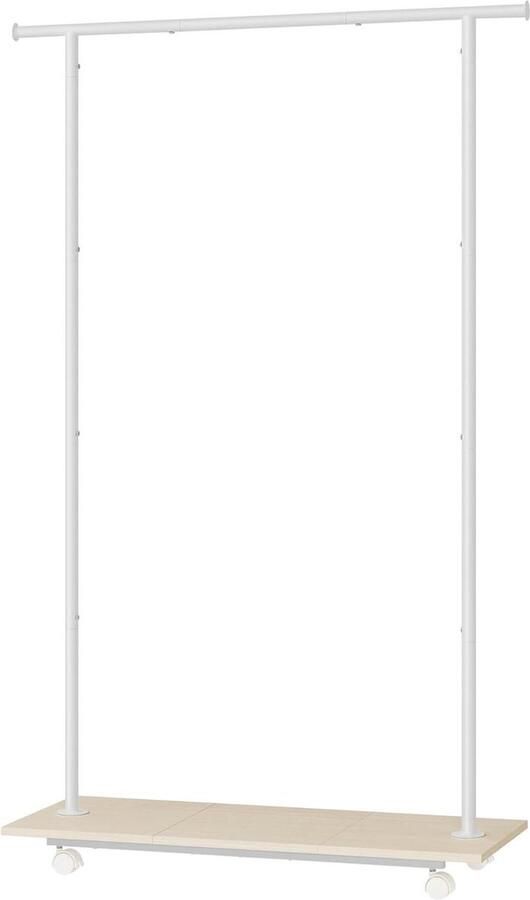 Kapstok met plank Kledingrek op wielen 985 cm 50 kg Stalen structuur Slaapkamer Beige Wolkenwit