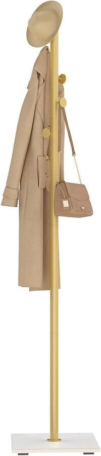 Retadou Kapstok met rok kleine metalen kledingstandaard modern vrijstaand boomvormig kledingrek met 8 haken 30 x 30 x 175 cm goudgeel