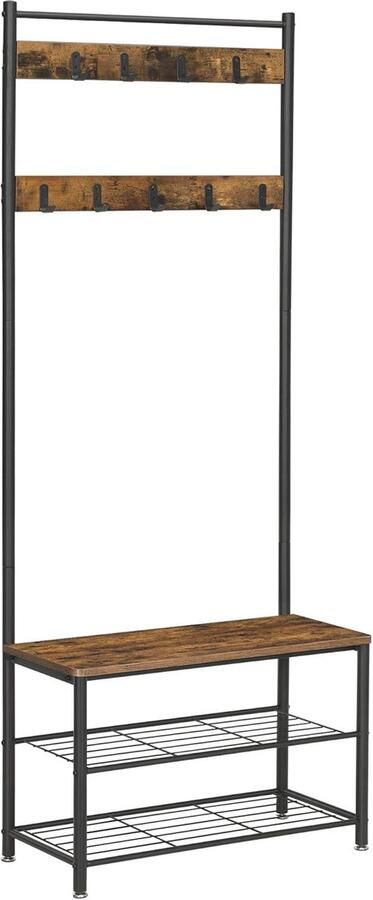 Kapstok met Schoenendragers en Zitje voor de Hal Industrieel Ontwerp met Haken en 3 Planken