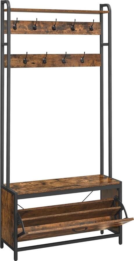 Kapstok met schoenenkast en bankje Multifunctionele kledingrek voor hal en slaapkamer