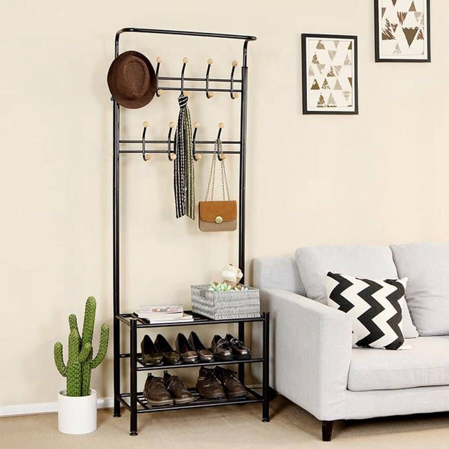 Kapstok met schoenenrek set clothes rack with shoe rack 68.8 x 35.3 x 187 cm