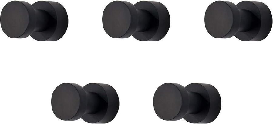 Kapstok Zelfklevende haken robuuste muurhaken zwart 5 stuks voor aan de wand van badkamer keuken deur kast messing
