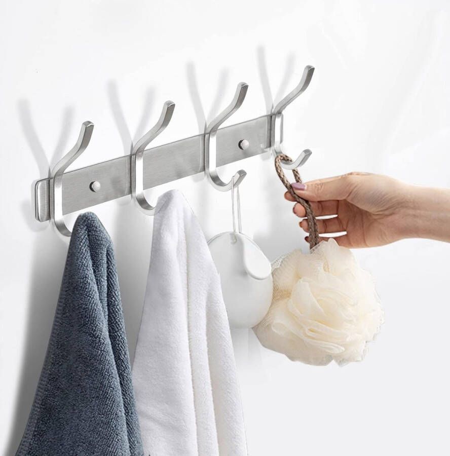 Kapstok mobiel Kledingrek Coat Rack Wall Coat Rack (4 Hooks Silver 2 Pieces)