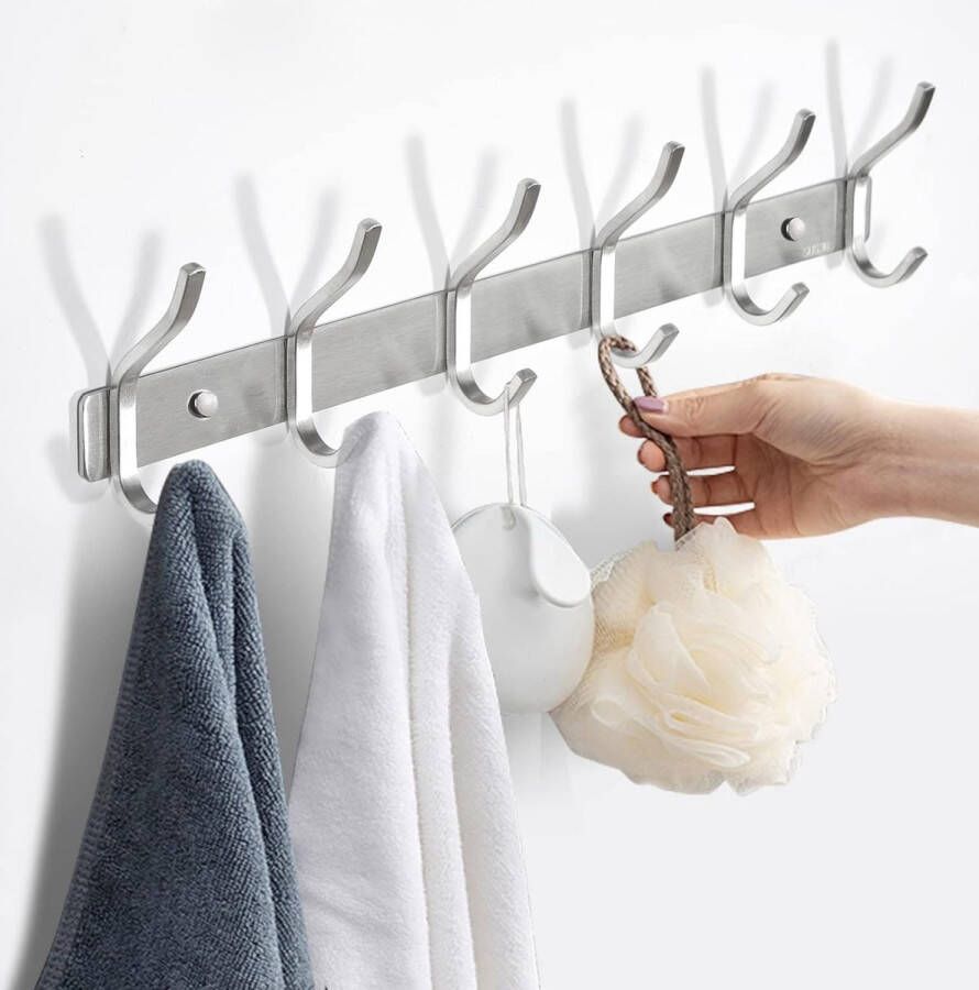 Kapstok mobiel Kledingrek Coat Rack Wall Coat Rack ( 6 Hooks Silver 2 Pieces)