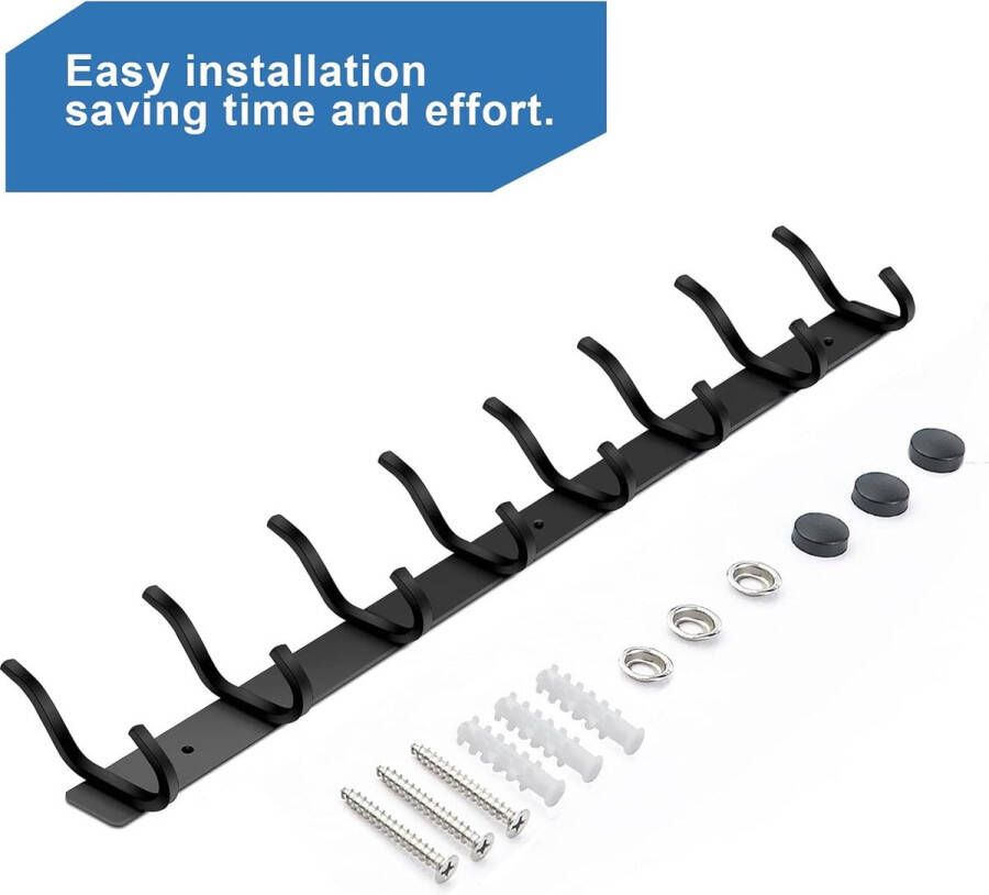 Kapstok mobiel Kledingrek Coat Rack Wall Coat Rack (8 Hooks Black 2 Pieces)