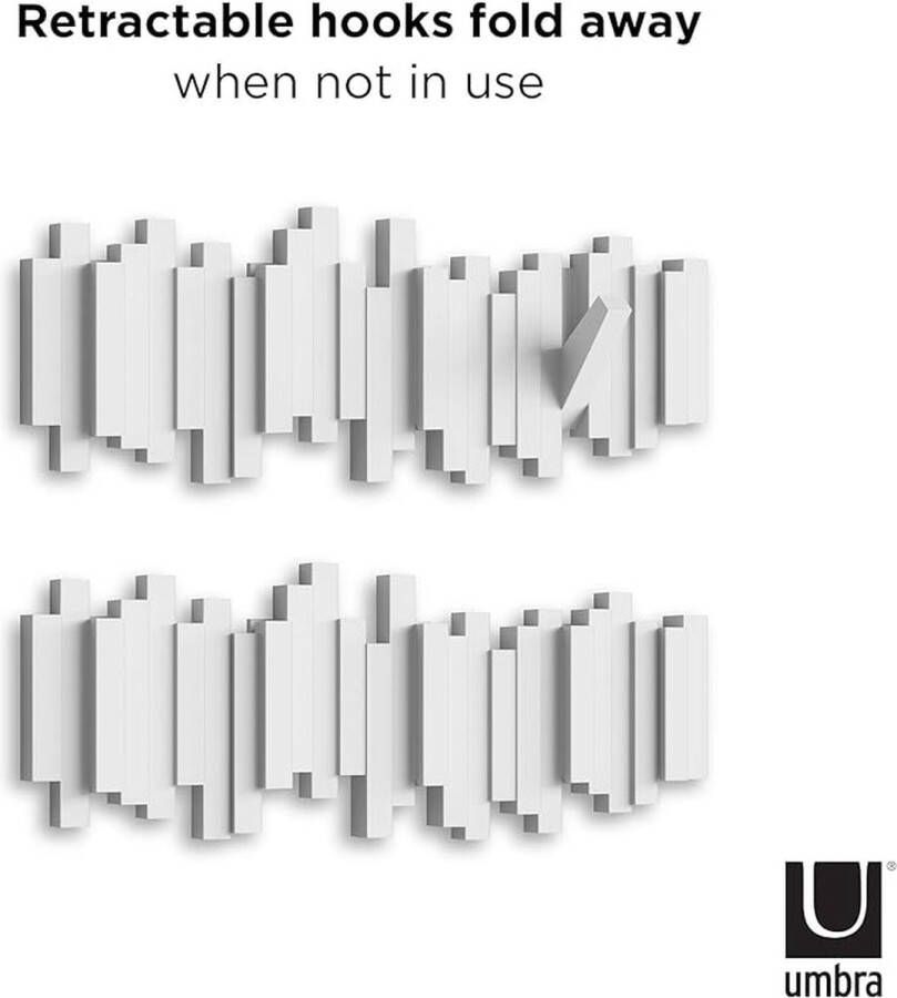 Kapstok Picket Rail Hook Wandkapstok met 5 haken Naturel Multifunctioneel Stijlvol kapstok - Foto 4