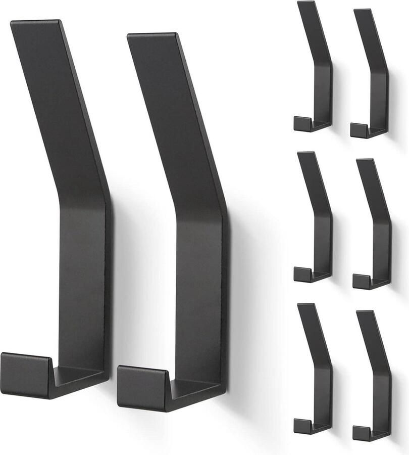 Kapstok Moderne Jashaken 8 Stuks Zwaar Gebruik Wandhaken Handdoekhaken Dubbele Garderobehaken Ideaal Voor Badkamer Keuken Kantoor Toilet Zwart