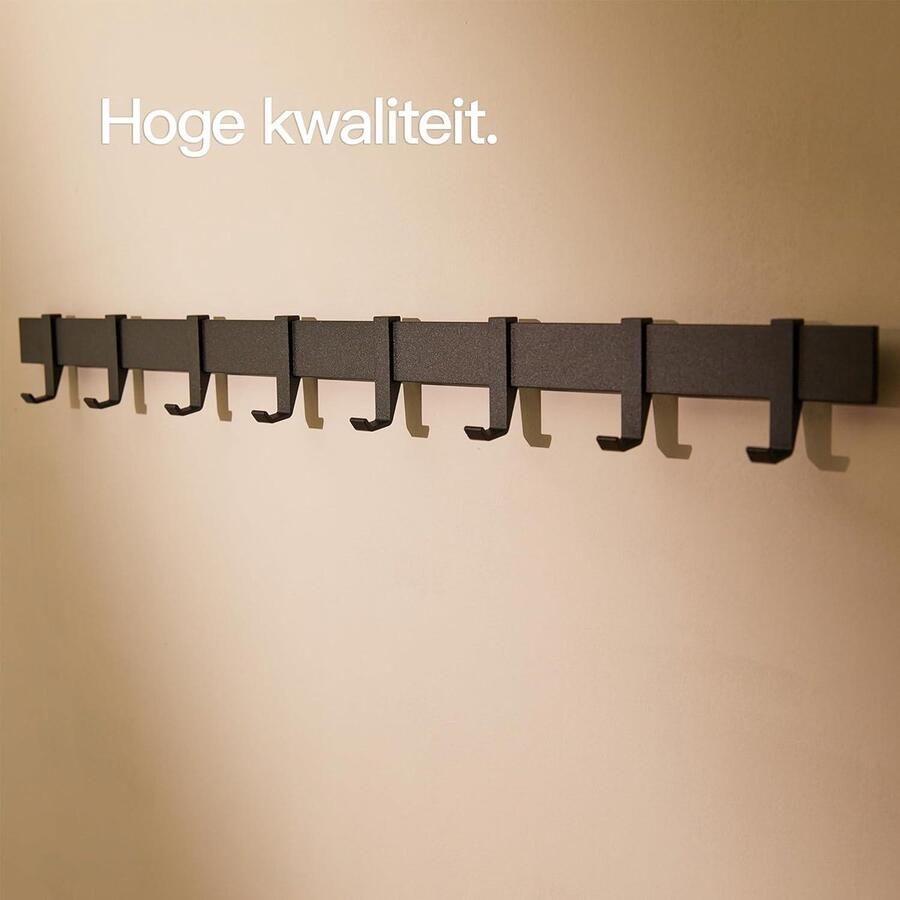 Kapstok Moderne Metalen Wandkapstok met Beweegbare Haken Zwart Mat 80 cm kapstok - Foto 3
