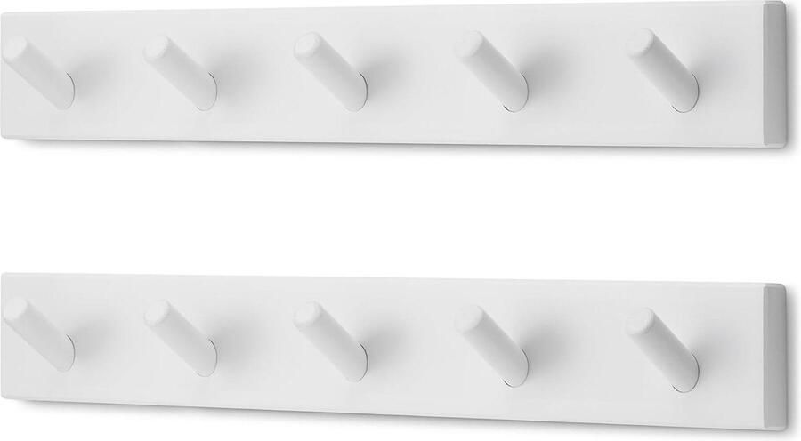 Kapstok Muur Wandkapstok met 5 Haken 2 Stuks Wit
