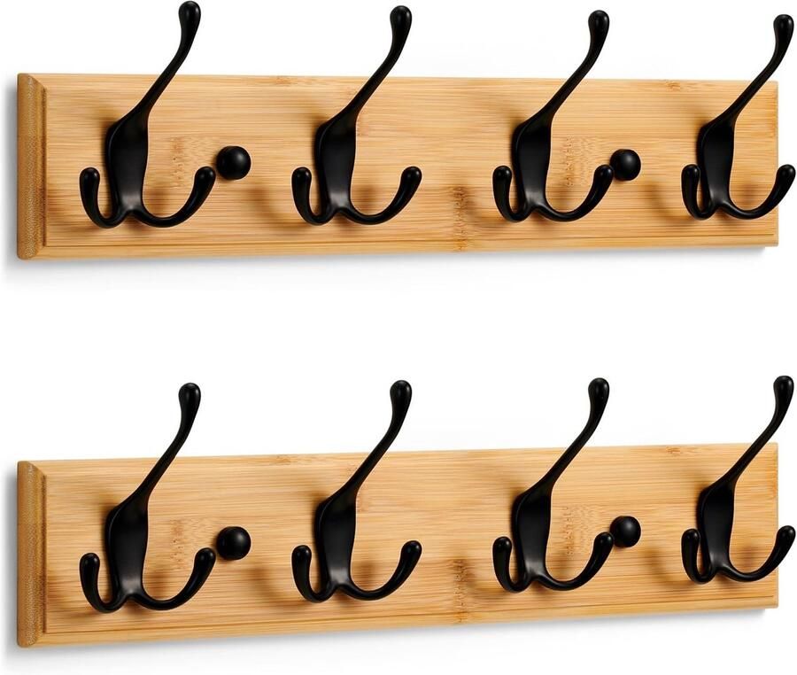 Kapstok Muur Wandkapstok voor thuis 2 stuks Hout 42 cm