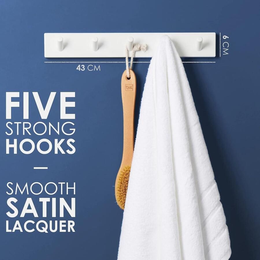 Kapstok Muur Wandkapstok Wit 5 Haken 43 cm getContent in html kapstok hangend met plank