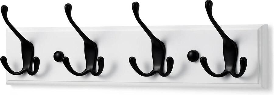 Kapstok Muur Wandkapstok Wit met 4 Zwarte Haken 42 cm Moderne Stijl kapstok hangend met plank