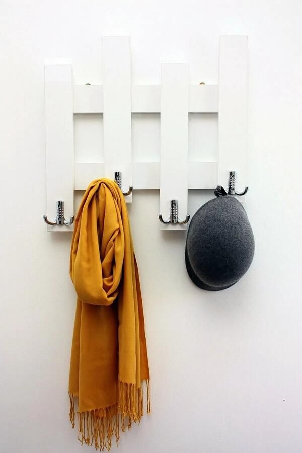 Bofigo Kapstok Muurhanger Deurhanger voor Gang Wandkapstok Keuken en Badkamer Mdf Wit Jas en Kledinghanger 4x2 Metalen Haken