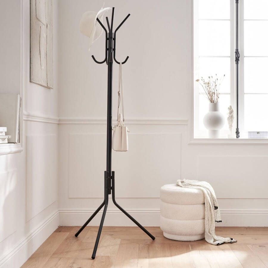 Kapstok op metalen poten 8 koppen zwart 178 x 62 x 62 cm