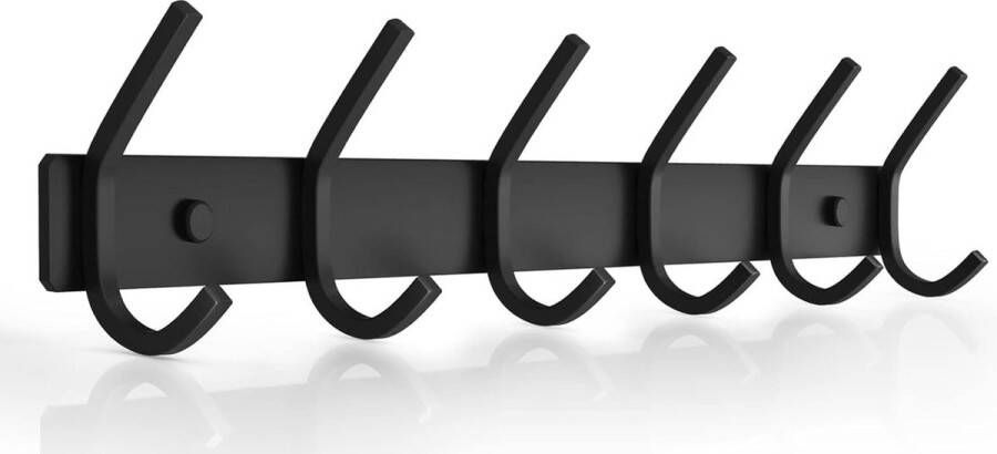 Kapstok Roestvrijstalen Kapstok Dubbele Haken Maximale Belasting 30 kg Zwart 6 Haken