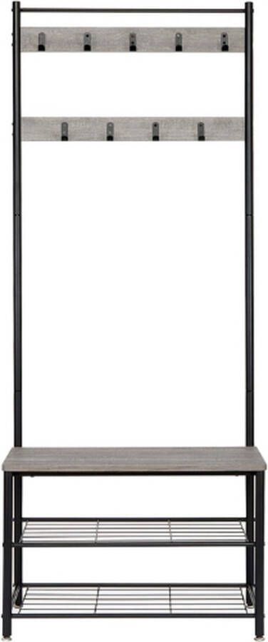 Kapstok Schoenenrek Kledingrek Schoenopbergbank met 9 Haken Kapstok Staand Garderoberek