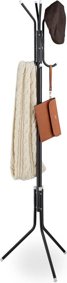 Relaxdays kapstok staand 8 haken metaal 169 x 40 x 48 cm hal zwart
