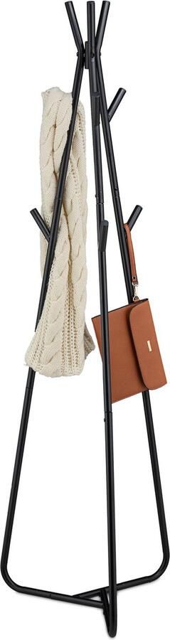 Relaxdays kapstok staand 9 haken metaal 157 x 40 x 48 cm driehoekig zwart