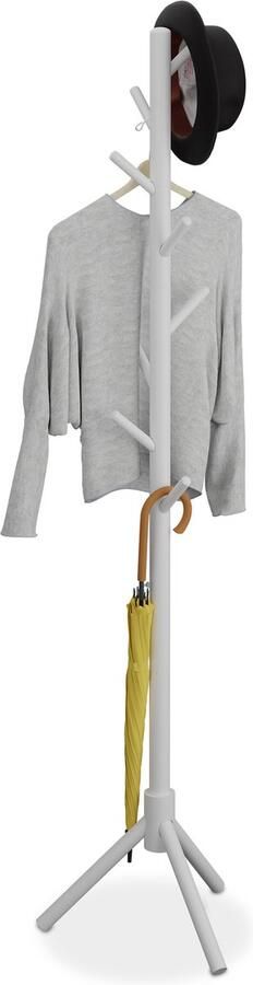 Relaxdays kapstok staand hout 8 haken 173 x 43 5 x 37 cm boom wit
