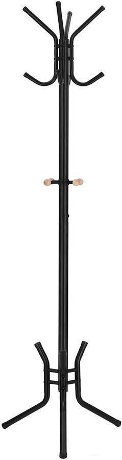 Kapstok staand met 12 haken stevig en stabiel metalen frame eenvoudig te monteren geschikt voor hal slaapkamer en entree 49x49x176 cm zwart