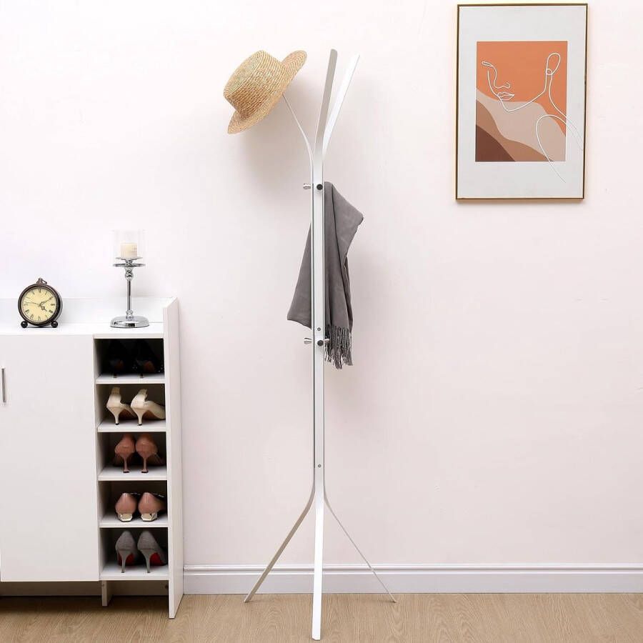 Kapstok van metaal vrijstaand kledingrek designstijl voor hoeden kleding tassen hal woonkamer slaapkamer wit