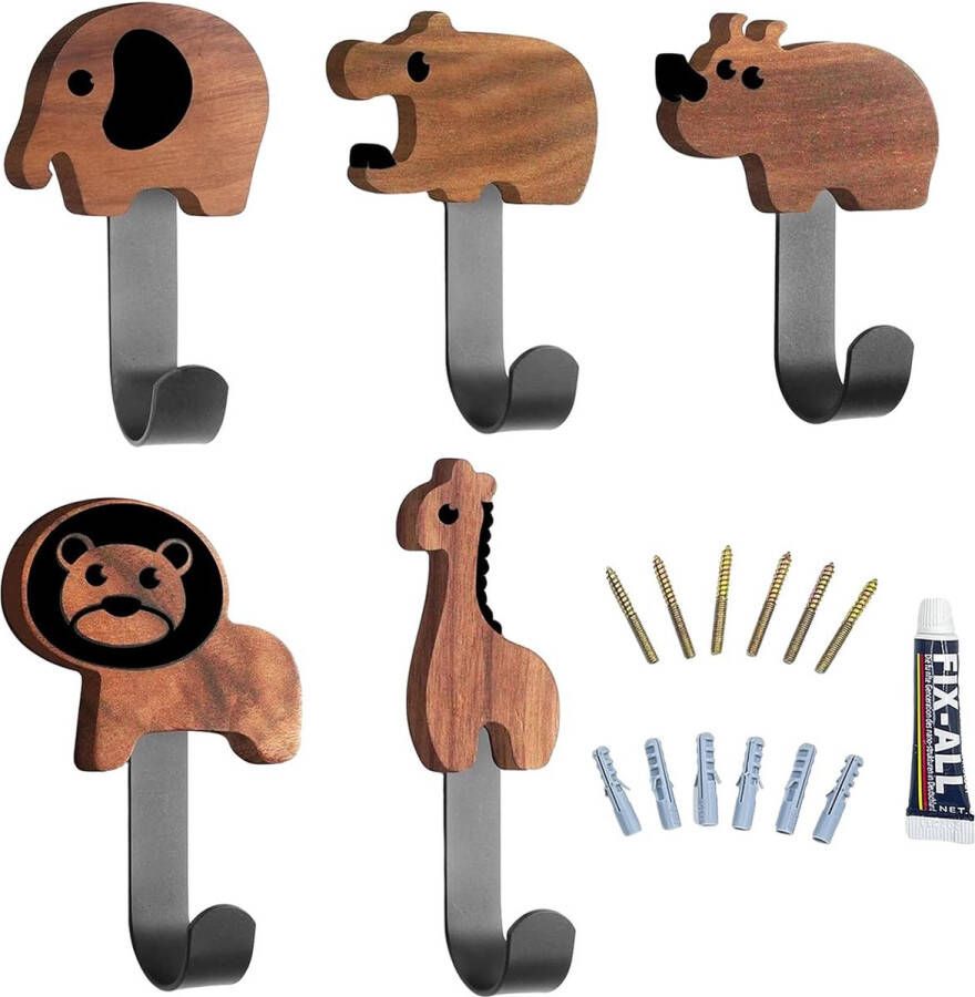 Kapstok van notenhout voor kinderen Kinderkapstok van hout voor jasjes en tasjes Kleurrijke muurkapstok voor kinderen Originele kinderkapstok van notenhout Praktische kapstokhaak voor kinderen