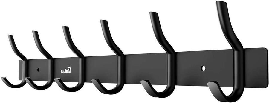 Hoedhouder van aluminiumlegering met 6 kledinghaken in het zwart