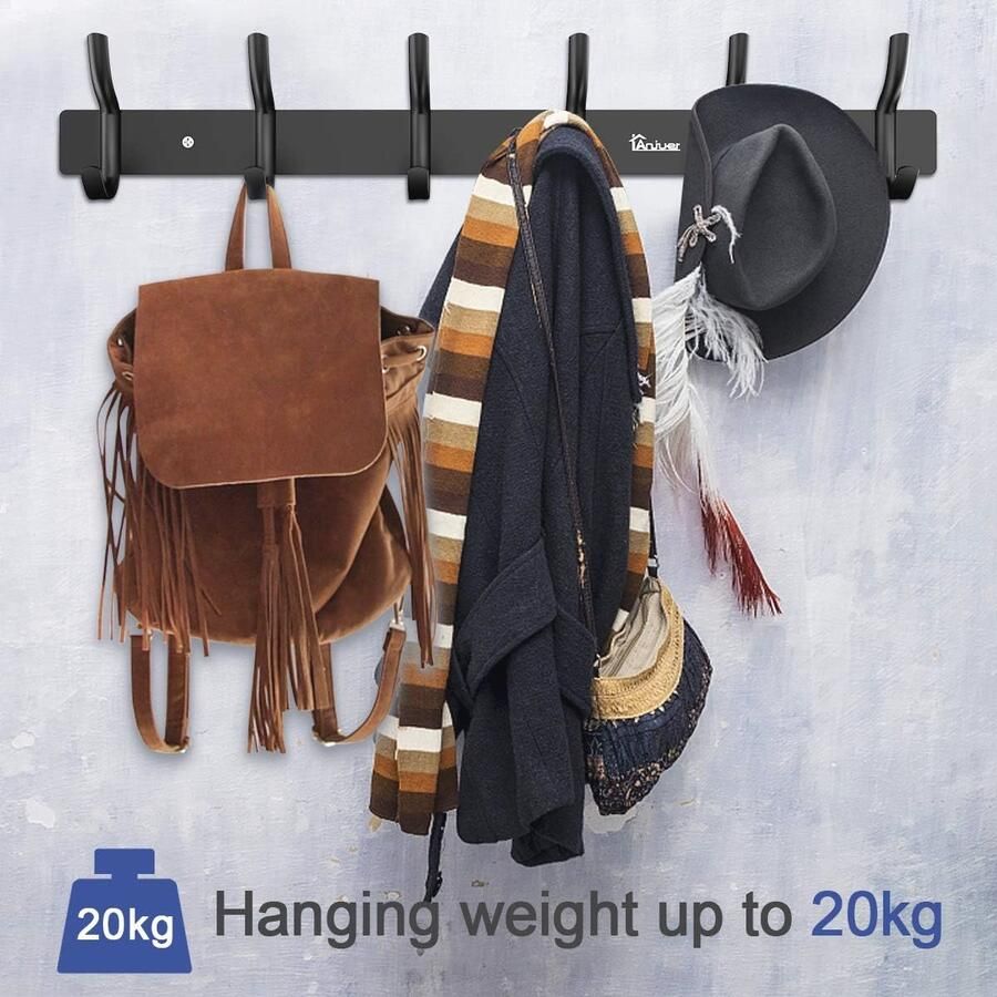 Kapstok voor 6 Kledingstukken en Accessoires Zwart Aluminiumlegering