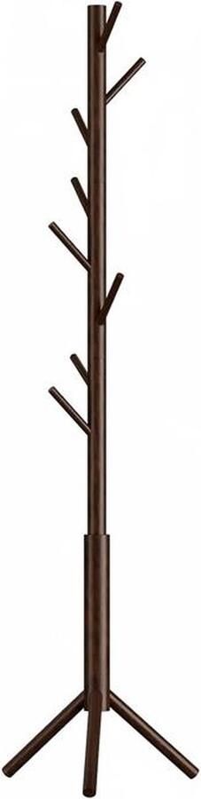Kapstok vrijstaand houten kapboom met 8 haken verstelbare Hout Met parapluhouder Aantal planken 3 175*44*44 centimeter Laadvermogen 2.3 kg BRON