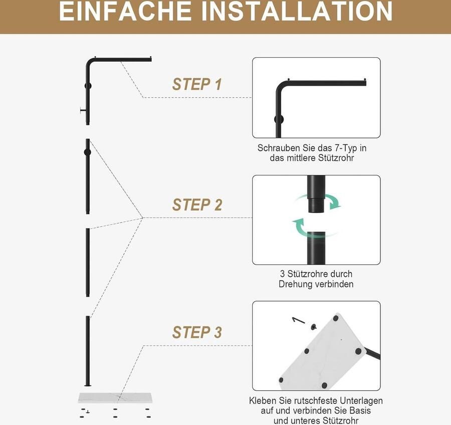 Kapstok Vrijstaand Kledingrek 170 cm Hoeden en Tassen Ophangen Kapstok Entree Woonkamer Slaapkamer Kantoor Metaal Zwart kapstok