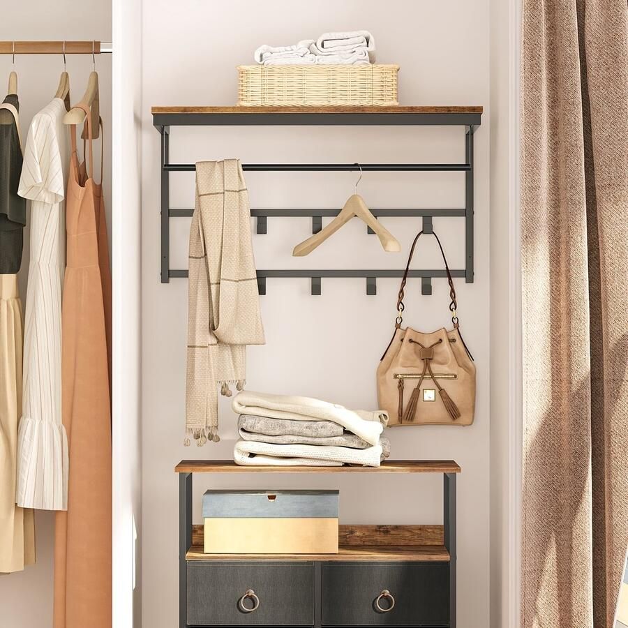 Kapstok Wand gemonteerde met 10 haken geschikt voor gangen woonkamers slaapkamers badkamers