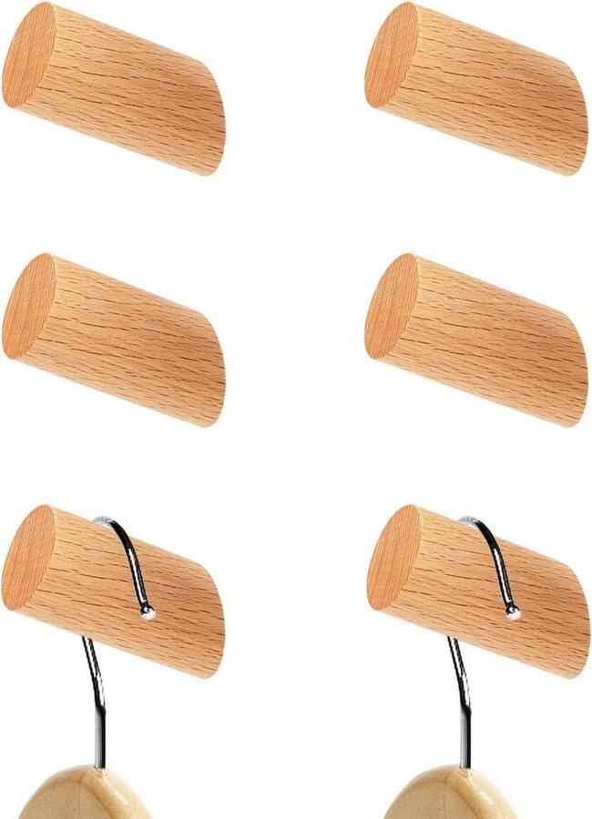 Kapstok Wandhaken Vintage houten kledinghaken 6 stuks slaapkamer woonkamer
