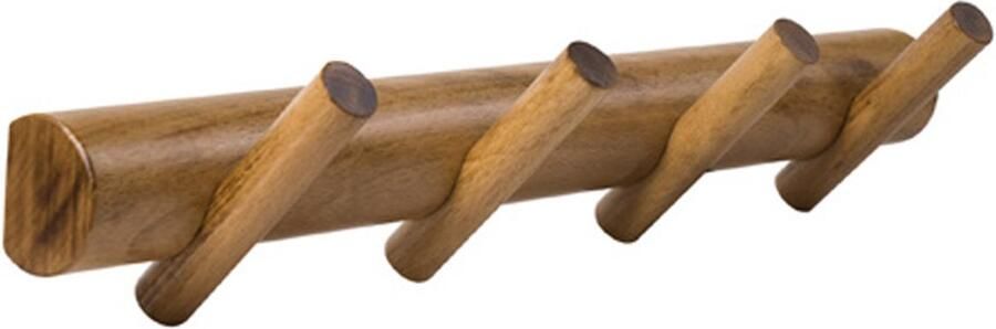 Kapstok Wandkapstok Antiek Beukenhout 4 Ronde Haken 40 x 8 x 10 cm