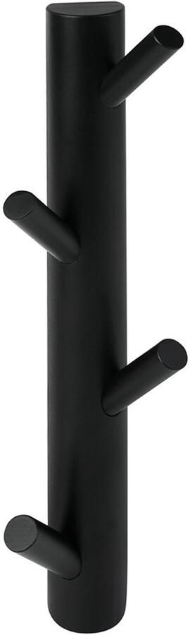 Kapstok Wandkapstok Verticaal Zwart Beukenhout 4 Haken L 40 x B 10 x D 7 cm