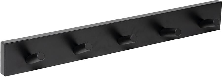 Kapstok Wandkapstok Zwart 6 Zwarte Gladde Houten Haakjes