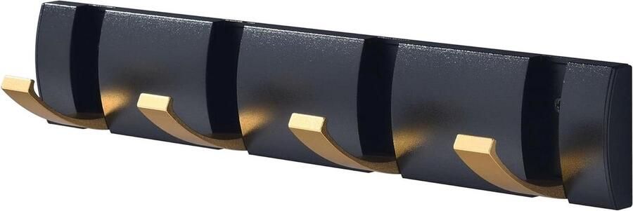 Kapstok Wandmontage 4 Haken Zwart Goud Muur Ophangen Kleding Handdoek