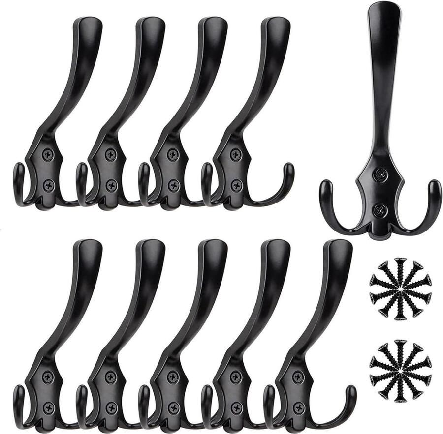 Kapstok Wandmontage Drievoudige Haak 10 Stuks Verchroomd Entree Kamer Hall Kapstokken Jassen Hoeden