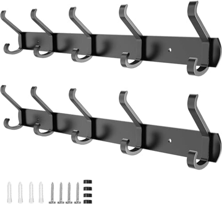 Kapstok Wandmontage met 10 Haken Handdoekenrek en Hoedenrek voor Muur