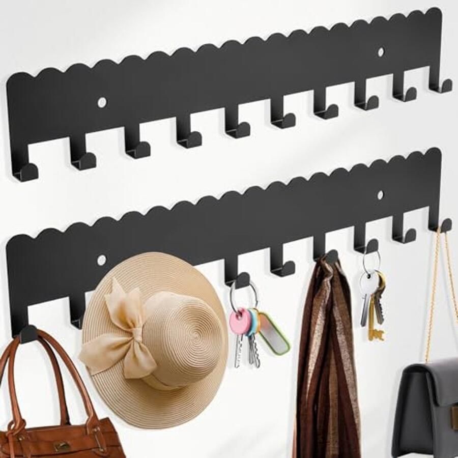 Kapstok Wandmontage Metalen Hoedenrek met 20 Haken voor Jassen en Handdoeken