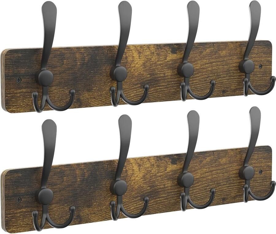 Kapstok Wandmontage Set 2 Haken van 84 cm Massief Houten Wandkapstok Rustiek Bruin Perfect voor Hoeden Handdoeken Tassen en Jurken